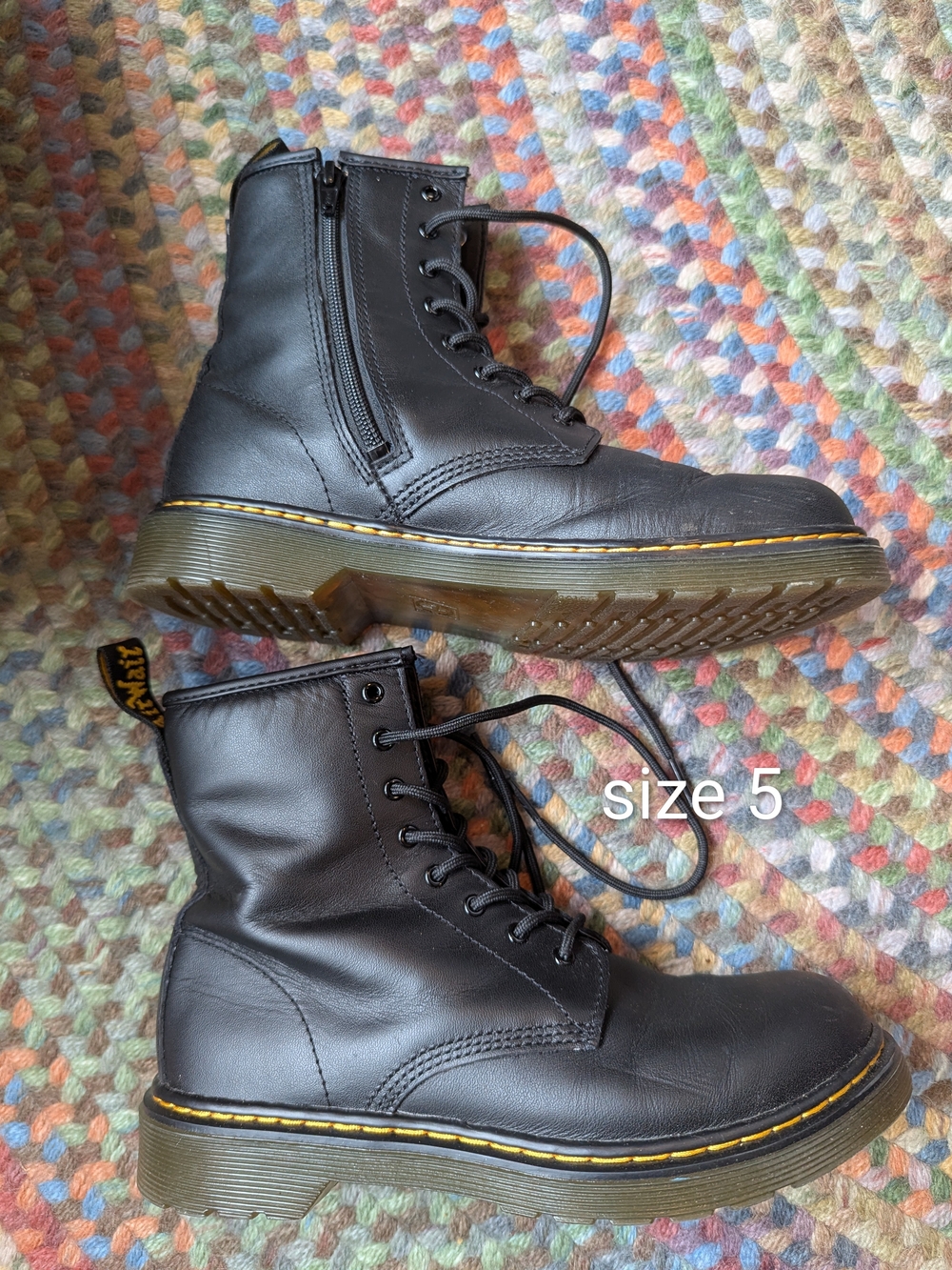 Black Doc Martin Boots Big Kids Size 5